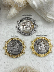 ITALIA Coin Pendant, Silver Coin Pendant, Italian 1 Lira Coin, 3 Bezel Colors,  Coin Bezel, Art Deco Coin, Replica Coin,Brass Coin,Fast Ship