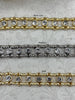 Image of Mixed Link Cable Chain with Clear Crystals, sold by the foot. 3 Finishes, Gold, Rhodium, or Matte Gold finishes Clear Crystals, Fast ship