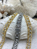 Image of Mixed Link Cable Chain with Clear Crystals, sold by the foot. 3 Finishes, Gold, Rhodium, or Matte Gold finishes Clear Crystals, Fast ship