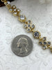 Image of Mixed Link Zinc Alloy Cable Chain with Clear Crystals, by the foot. Gold Plated Zinc Alloy Chain with Clear Crystals, Fast ship