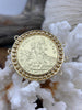 Image of Italian Coin Pendant, Plated Gold Coin Pendant, Italian 10 Centesimi Coin, 3 Bezel Colors, Italian Replica Gold Plated Brass Coin, Fast Ship