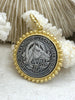Image of Silver Horse coin, Horse Pendant with Textured Bezel, 4 Bezel Finishes, Brass coin, Zinc Alloy Bezel with Jump Ring, Fast Ship
