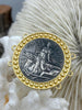 Image of Italian Coin Pendant, Burnished Silver Coin Pendant, Italian 10 Centesimi Coin, 3 Bezel Colors, Italian Replica Brass Coin, Fast Ship
