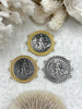 Image of Italian Coin Pendant, Burnished Silver Coin Pendant, Italian 10 Centesimi Coin, 3 Bezel Colors, Italian Replica Brass Coin, Fast Ship