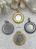 Image of Silver Rose Coin Pendant, Rose Coins with Textured Bezel, 4 Bezel Finishes, Rose Pendant, Silver Coin with Textured Bezel, Fast Ship