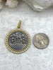 Image of Silver Rose Coin Pendant with Textured Pearl Bezel, Rose Coins with Pearl Bezel, Rose Pendant, Three Bezel Finishes,Textured Bezel,Fast Ship