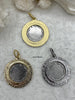 Image of Silver Rose Coin Pendant with Textured Pearl Bezel, Rose Coins with Pearl Bezel, Rose Pendant, Three Bezel Finishes,Textured Bezel,Fast Ship