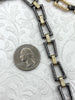 Image of Mixed Metal Textured Cable Chain, by the foot. Lg Link 16mm x 11mm Sm link 10mm x 3mm, Electroplated Zinc Alloy, 2 styles, Fast ship