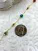 Image of Gold plated Agate Rosary Chains, Gold Plated Brass Chain, Multicolor Beaded Chains, Colorful Chains, Sold By the Foot, Fast Ship