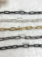 Cable Chain Smooth Oval sold by the foot. 18mmx7.5mm. Wire 2mm. Electroplated base metal, 6 finishes available. Fast ship