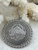 Image of Silver Horse coin, Horse Pendant with Textured Bezel, 4 Bezel Finishes, Brass coin, Zinc Alloy Bezel with Jump Ring, Fast Ship