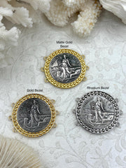 Italian Coin Pendant, Burnished Silver Coin Pendant, Italian 10 Centesimi Coin, 3 Bezel Colors, Italian Replica Brass Coin, Fast Ship