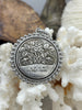 Image of Silver Rose Coin Pendant, Rose Coins with Textured Bezel, 4 Bezel Finishes, Rose Pendant, Silver Coin with Textured Bezel, Fast Ship