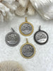 Image of Silver Rose Coin Pendant, Rose Coins with Textured Bezel, 4 Bezel Finishes, Rose Pendant, Silver Coin with Textured Bezel, Fast Ship