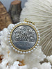 Image of Silver Rose Coin Pendant with Textured Pearl Bezel, Rose Coins with Pearl Bezel, Rose Pendant, Three Bezel Finishes,Textured Bezel,Fast Ship