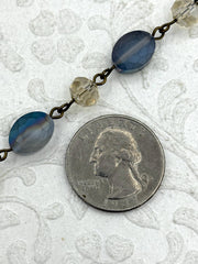 Oval Crystal Mixed Beaded Chain,12mmx9mm Rosary Chain, Iridescent Crystal, Bronze Wire. Sold by the Foot Fast Shipping