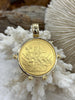 Image of Reproduction Peso Gold Coin Pendant, Coin Bezel, Mexican Coin, Horse Coin, Horse Pendant, Equestrian Pendant, Equestrian Coin. Fast Ship