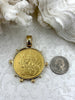 Image of Reproduction Peso Gold Coin Pendant, Coin Bezel, Mexican Coin, Horse Coin, Horse Pendant, Equestrian Pendant, Equestrian Coin. Fast Ship