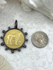Image of Gold Horse Coin, Gunmetal Bezel, 40mm Coin Pendant, French Pendant, French Coin, Gold Coin, French Coin, Fast Ship