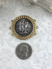 Image of REGNE Burnished Silver Coin, 3 Bezel Colors, French Reproduction Coin, Plated Brass and Zinc Alloy, French Art Deco Coin, Fast Ship