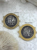 Image of REGNE Burnished Silver Coin, 3 Bezel Colors, French Reproduction Coin, Plated Brass and Zinc Alloy, French Art Deco Coin, Fast Ship