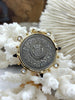 Image of French Horticole De Dison Pendant, Horticole Coin Pendant, French Pendant, French Coin, Black Spike and Round CZ Accents Coin Fast Ship