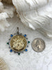 Image of Le Monde Coin Pendant/French Angel Replica Coin, French Coin Pendant, Angel Coin, Emerald CZ Spike/Round Blue crystal Accents Fast Ship