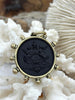 Image of French Coin Pendant, French Angel Life Insurance Replica Coin, Matte Black Coin, 2 bezel colors, French Art Deco Coin, Fast Ship