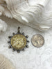 Image of French Coin Pendant, French Angel Life Insurance Replica Coin, Gold Coin, Burnished Silver bezel, French Art Deco Coin, Fast Ship