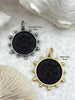 Image of French Coin Pendant, French Angel Life Insurance Replica Coin, Matte Black Coin, 2 bezel colors, French Art Deco Coin, Fast Ship