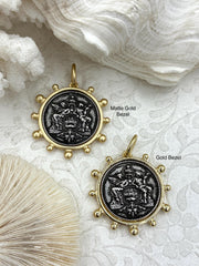 French Coin Pendant, French Angel Life Insurance Replica Coin, Burnished Silver Coin, 2 bezel colors, French Art Deco Coin, Fast Ship
