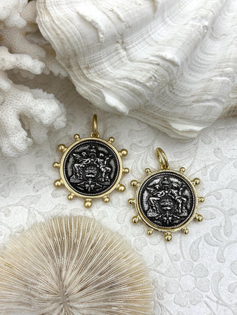French Coin Pendant, French Angel Life Insurance Replica Coin, Burnished Silver Coin, 2 bezel colors, French Art Deco Coin, Fast Ship