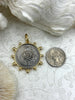 Image of French Coin Pendant, French Union Horticole De Dison, Replica Coin with Bezel, French Medal, French Medallion Art Deco Coin, Fast Ship
