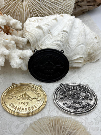 Vintage French Coin Replica Champagne Medallion Coin Pendant 47mm X 57mm, 3 Finishes Available, Champagne Coin, Champagne Pendant, Fast Ship