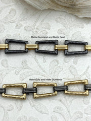 Mixed Metal Textured Cable Chain, by the foot. Lg Link 16mm x 11mm Sm link 10mm x 3mm, Electroplated Zinc Alloy, 2 styles, Fast ship
