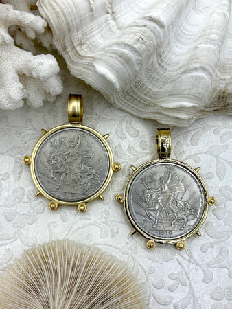 Reproduction Peso Silver Coin Pendant, Coin Bezel, Mexican Coin, Horse Coin, Horse Pendant, Equestrian Pendant, Equestrian Coin. Fast Ship
