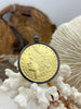 Image of Reproduction Coin Pendant 39mm, Gold Plated Coin. Liberty Coin, Vintage Coin, 2 bezel colors, Gunmetal or Gold. Fast Shipping