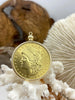 Image of Reproduction Coin Pendant 39mm, Gold Plated Coin. Liberty Coin, Vintage Coin, 2 bezel colors, Gunmetal or Gold. Fast Shipping