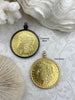 Image of Reproduction Coin Pendant 39mm, Gold Plated Coin. Liberty Coin, Vintage Coin, 2 bezel colors, Gunmetal or Gold. Fast Shipping
