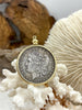 Image of Reproduction Coin Pendant 39mm, Silver Coin with Bezel, Vintage Coin, 3 bezel colors, Gold, Matte Gold, or Burnished Silver. Fast Shipping
