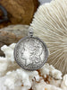 Image of Reproduction Coin Pendant 39mm, Silver Coin with Bezel, Vintage Coin, 3 bezel colors, Gold, Matte Gold, or Burnished Silver. Fast Shipping
