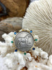 Image of Horse Coin Pendant/Coin, French Coin Pendant, Equestrian Coin, Emerald CZ Spike/Round Blue crystal Accents Fast Ship