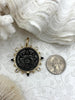 Image of French Coin Pendant, Horse Coin Pendant, French Pendant, French Coin, 2 Styles, Black Spike and Round CZ Accents Coin Fast Ship