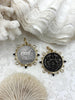Image of French Coin Pendant, Horse Coin Pendant, French Pendant, French Coin, 2 Styles, Black Spike and Round CZ Accents Coin Fast Ship