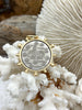 Image of L'abielle Bee Coin Pendant, French Bee Coin with Bezel, Bee Pendant, Silver Coin,2 bezel colors, Fleur De Lis Coin, Fast Ship