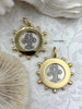 Image of L'abielle Bee Coin Pendant, French Bee Coin with Bezel, Bee Pendant, Silver Coin,2 bezel colors, Fleur De Lis Coin, Fast Ship