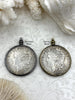 Image of Reproduction Coin Pendant 39mm, Silver Coin with Bezel, Vintage Coin, 2 bezel colors, Gunmetal and Bronze. Fast Shipping