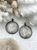 Image of Reproduction Coin Pendant 39mm, Silver Coin with Bezel, Vintage Coin, 2 bezel colors, Gunmetal and Bronze. Fast Shipping