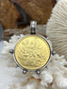 Image of Reproduction Peso Gold Coin Pendant, Coin Bezel, Mexican Coin, Horse Coin, Horse Pendant, Equestrian Pendant, Equestrian Coin. Fast Ship