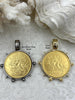 Image of Reproduction Peso Gold Coin Pendant, Coin Bezel, Mexican Coin, Horse Coin, Horse Pendant, Equestrian Pendant, Equestrian Coin. Fast Ship